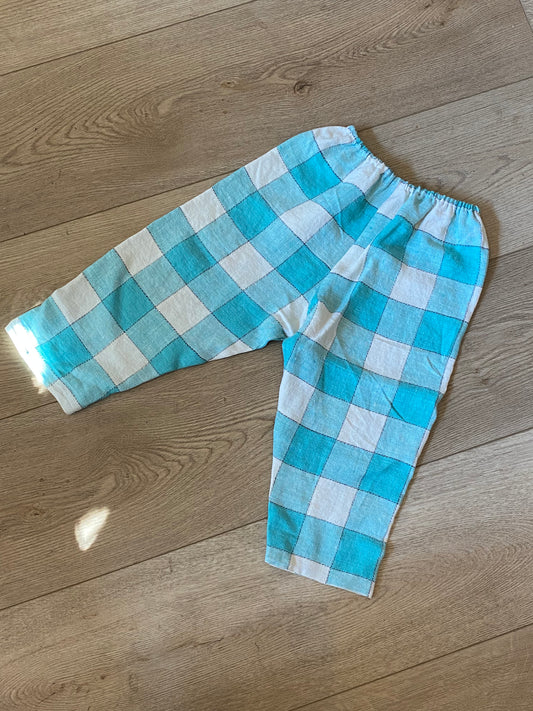 PEARLE KIDS - BLUE AND WHITE CHECKER PANTS 3-4 years