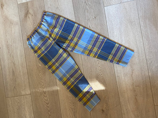 PEARLE KIDS - GOLD AND BLUE PLAID PANTS 7-8 years