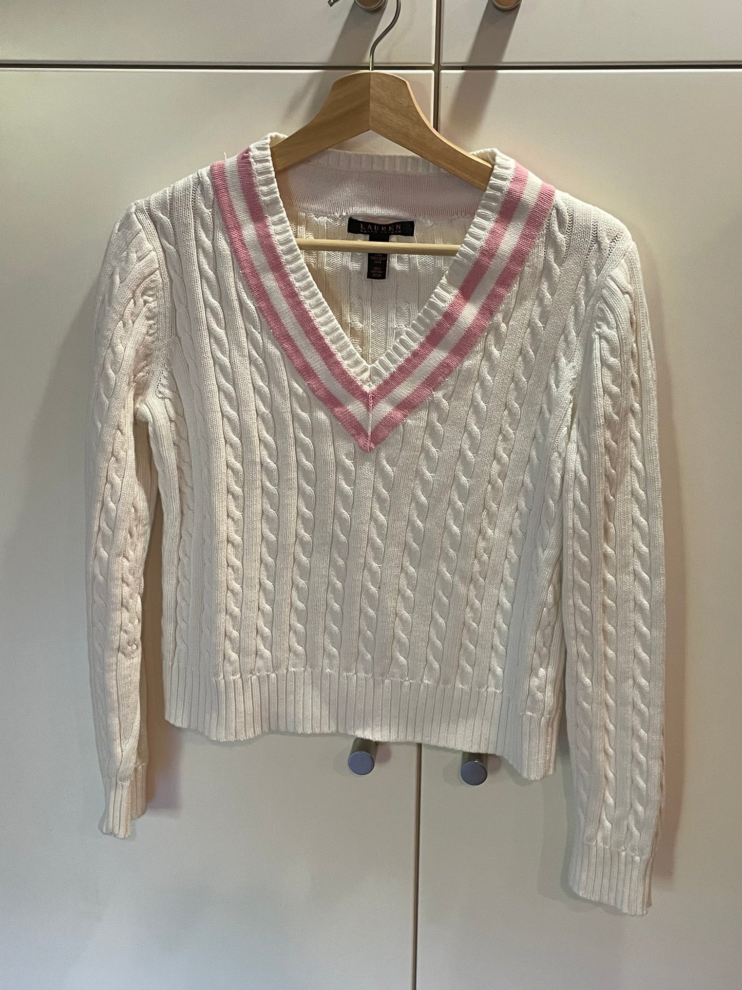 PEARLE closet - Vintage Ralph Lauren V-neck cable knit sweater